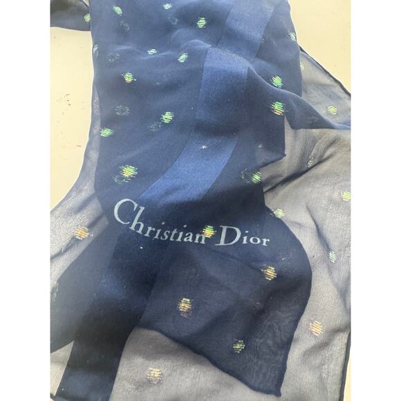 Christian Dior Blue Rare Metallic Flakes Large Shawl Scarf